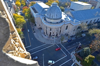 An aerial view of the Schwarzman Center rotunda
