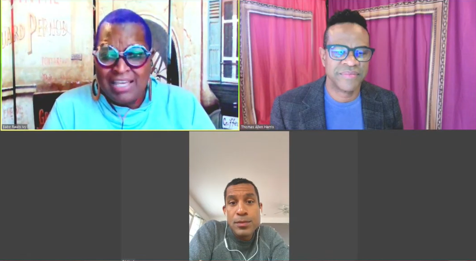 Babz Rawls-Ivy, Thomas Allen Harris, and CJ Hunt on Zoom