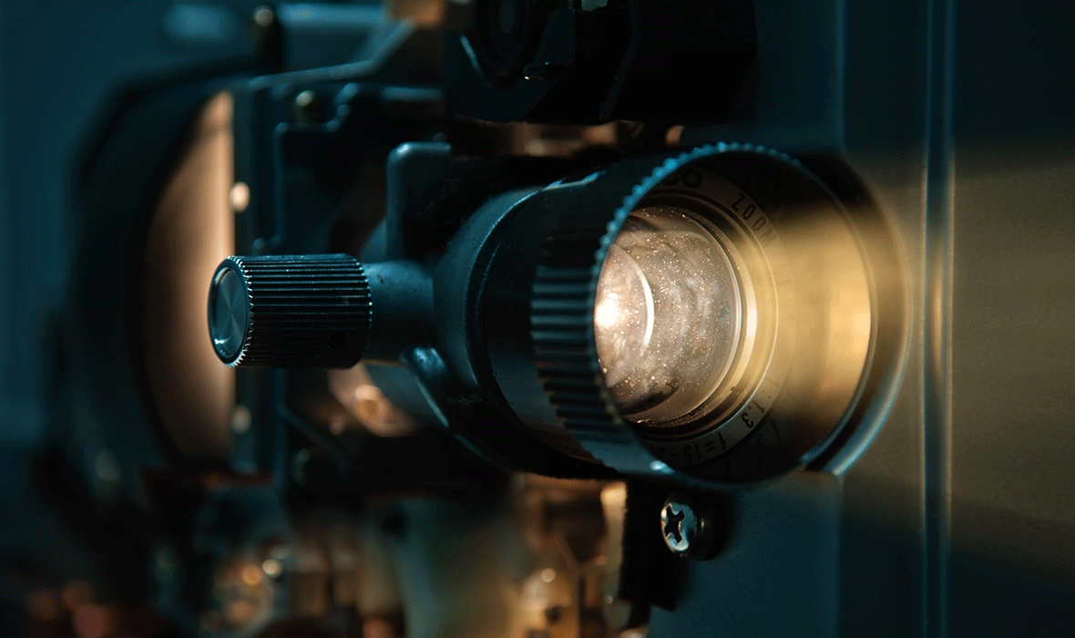 An image of a projector shining its light