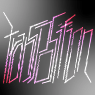 "Transposition" written in futuristic, pink-and-green gradient, neon lettering