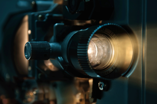 An image of a projector shining its light