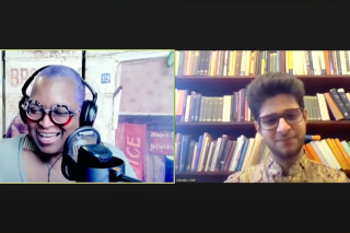 Screen grab from Zoom conversation with Babz Rawls-Ivy and Shivaike Shah