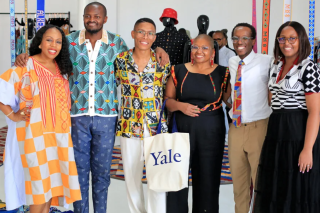 Participants of IPCH’s Yale Directors Forum met with South African fashion designer Laduma Ngxokolo, second from left, during the program’s inaugural symposium, which was held in February in Johannesburg.