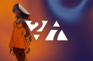 Person in orange. Orange and blue background. White text 2 7.