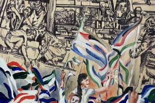Students with flags protesting