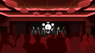Screenshot of VR acapella ensemble performing on The Underground stage at Yale Schwarzman Center