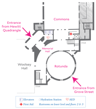 A floor plan of the first floor at Yale Schwarzman Center