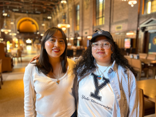 Closeup of Taylor Dineyazhe with Mara Gutierrez