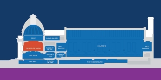 A cross section of the Schwarzman Center, with the President's Room highlighted in orange